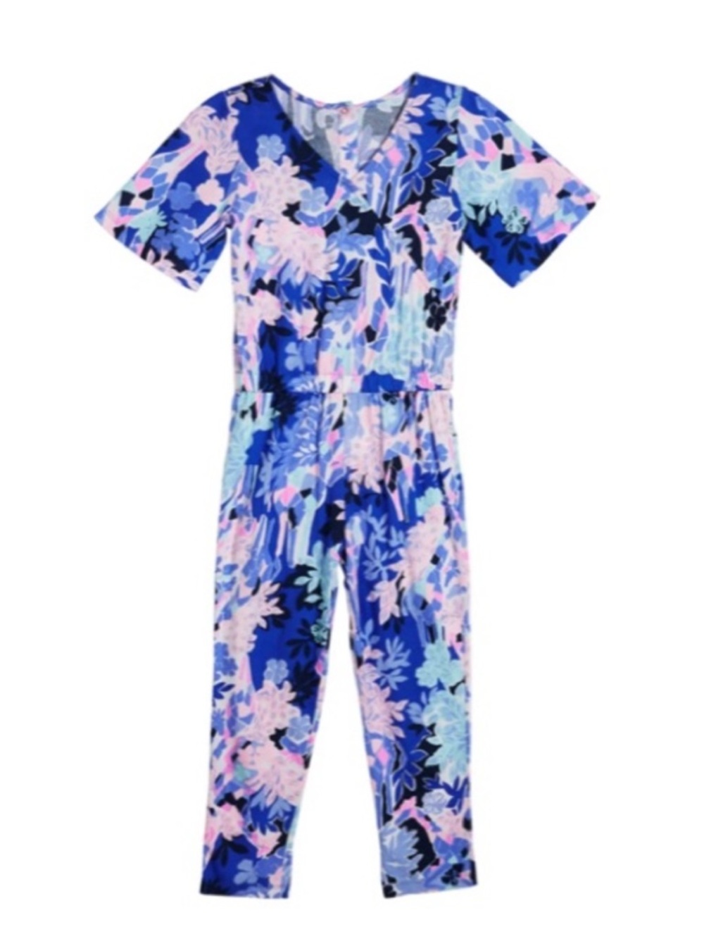 Lilly Pulitzer Mini Malian Girls Floral One-Piece Jumpsuit Size S 4-5 Cotton